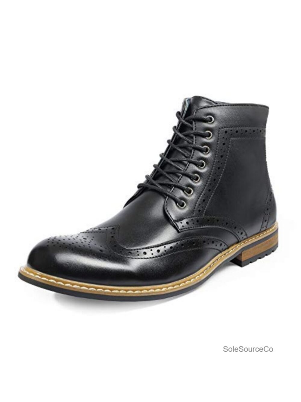 Men's Wingtip Derby Dress Boots Leather Lined Side Zip Ankle